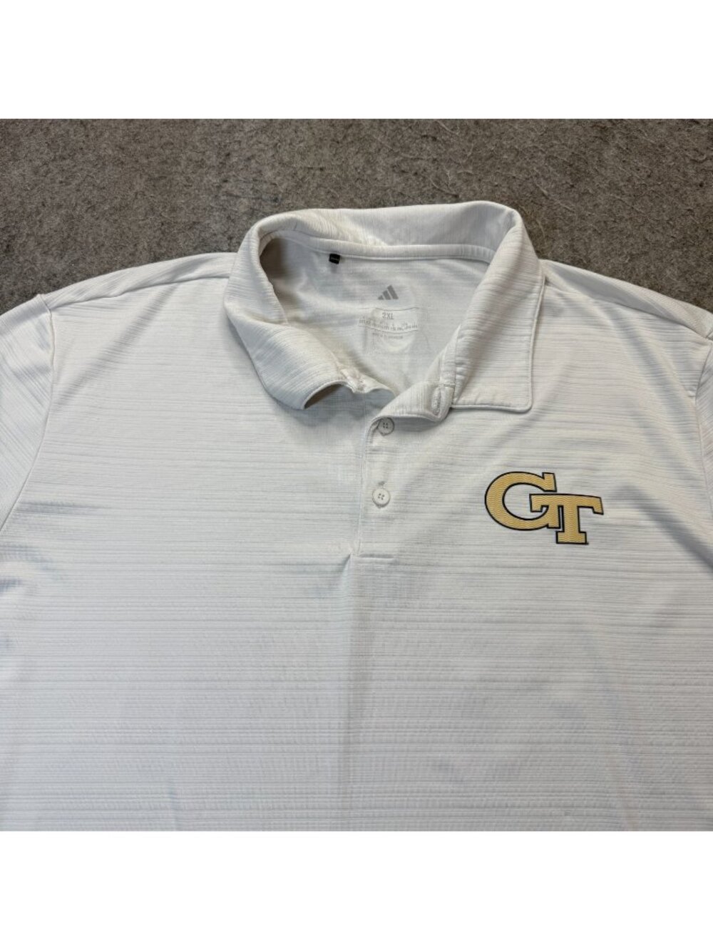 Georgia Tech Yellow Jackets Adidas Performance Polo Shirt  Men 2XL White Striped